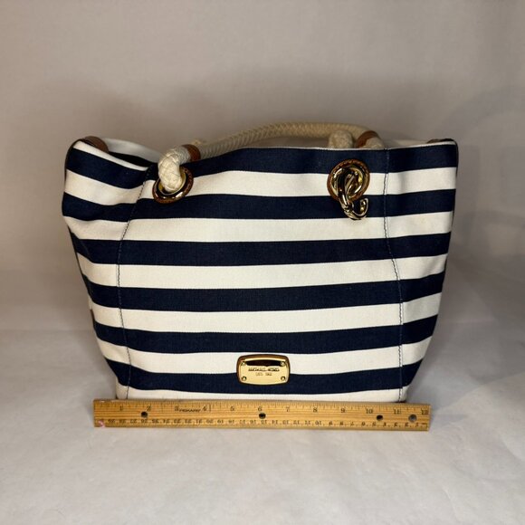 MICHAEL Michael Kors Navy and White Striped Tote - Picture 2 of 13